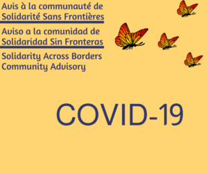 COVID-19 – Aviso a la comunidad de Solidaridad Sin Fronteras