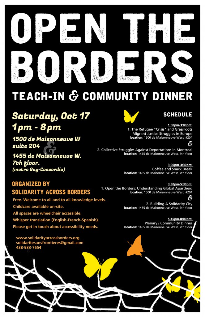 open the borders teach-in poster ENG